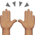 🙌🏽 raising hands: medium skin tone display on Apple